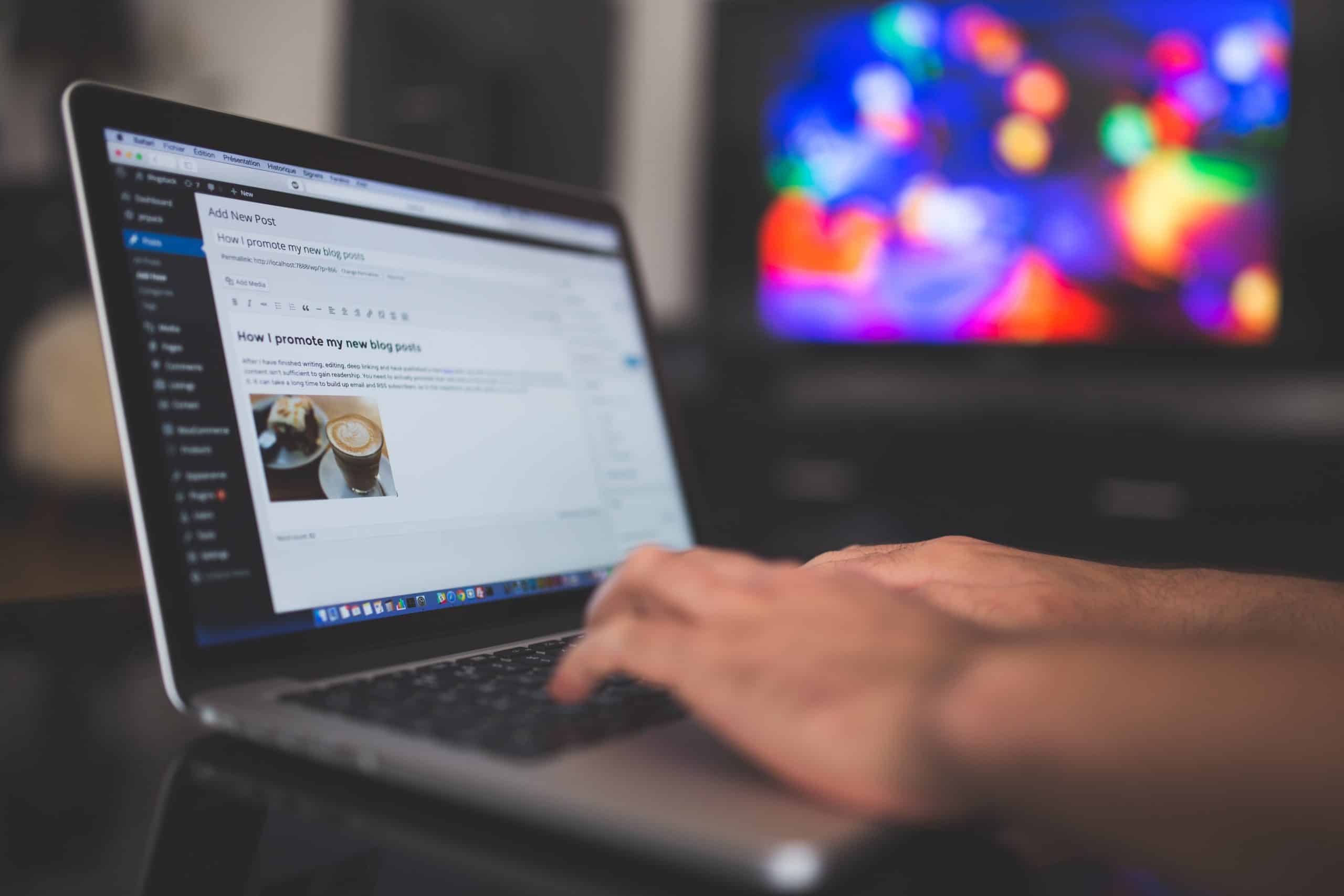 person blogging on the computer